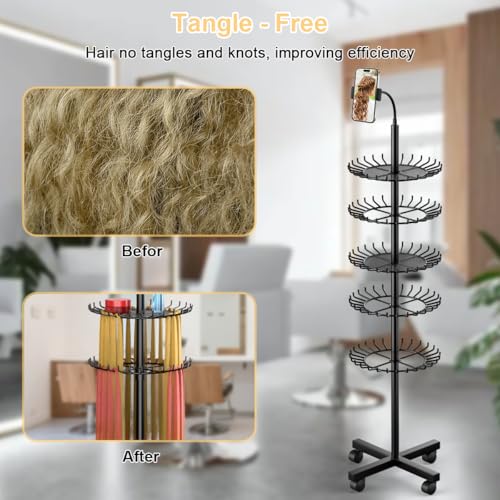 140-Peg Braiding Hair Rack with Phone Holder & Adjustable Height