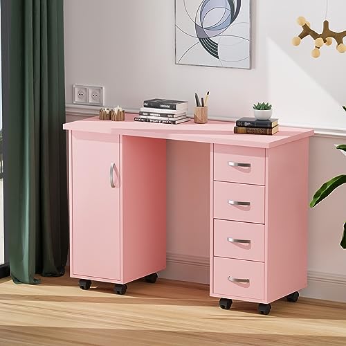 OmySalon Manicure Table with Storage Cabinet & Wrist Rest