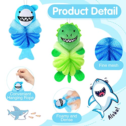 Kids Bath Loofahs 2-Pack - Cute Animal Sponges for Children