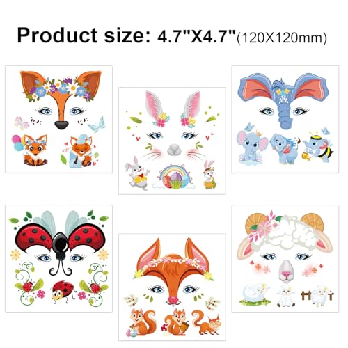 Kids Animal Face Tattoos, 10 Sheets Water Transfer Temporary Tattoos