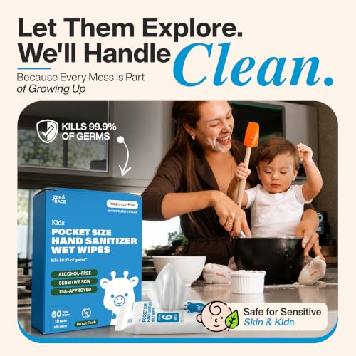 Zero Trace Alcohol-Free Hand Sanitizer Wipes – 60 Count