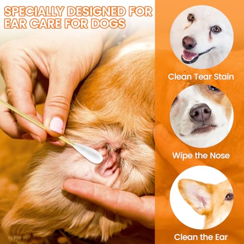 200 PCS Large Cotton Swabs for Dog Ear Cleaning - 6" Long