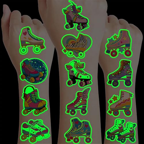 96 PCS Glow In The Dark Roller Skate Temporary Tattoos