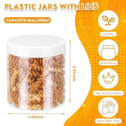 Patelai 4 Pieces Round Wide-mouth Leak Proof Plastic Container Jars with Lids for Travel Storage Makeup Beauty Products Face Creams Oils Salves Ointments DIY Making(16 Ounce,White)