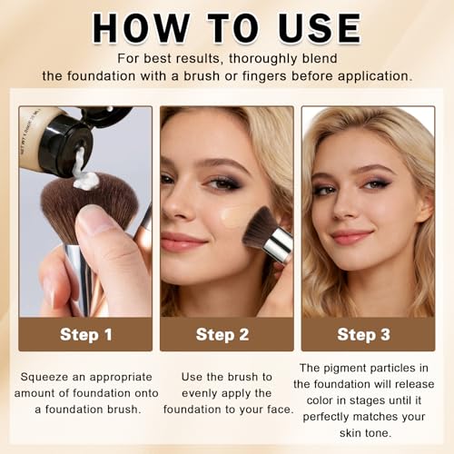 Color Changing Foundation with Brush - Self-Adjusting, Lightweight & Hydrating
