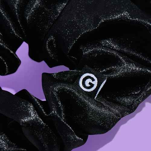 Gimme Beauty Large Satin Hair Scrunchies - Soft, No-Breakage Bands - Perfect for Thick Hair & Bedtime Wear - Firm Hold & Gentle, Crease-Free Accessories for Women - Black, 4 Pack