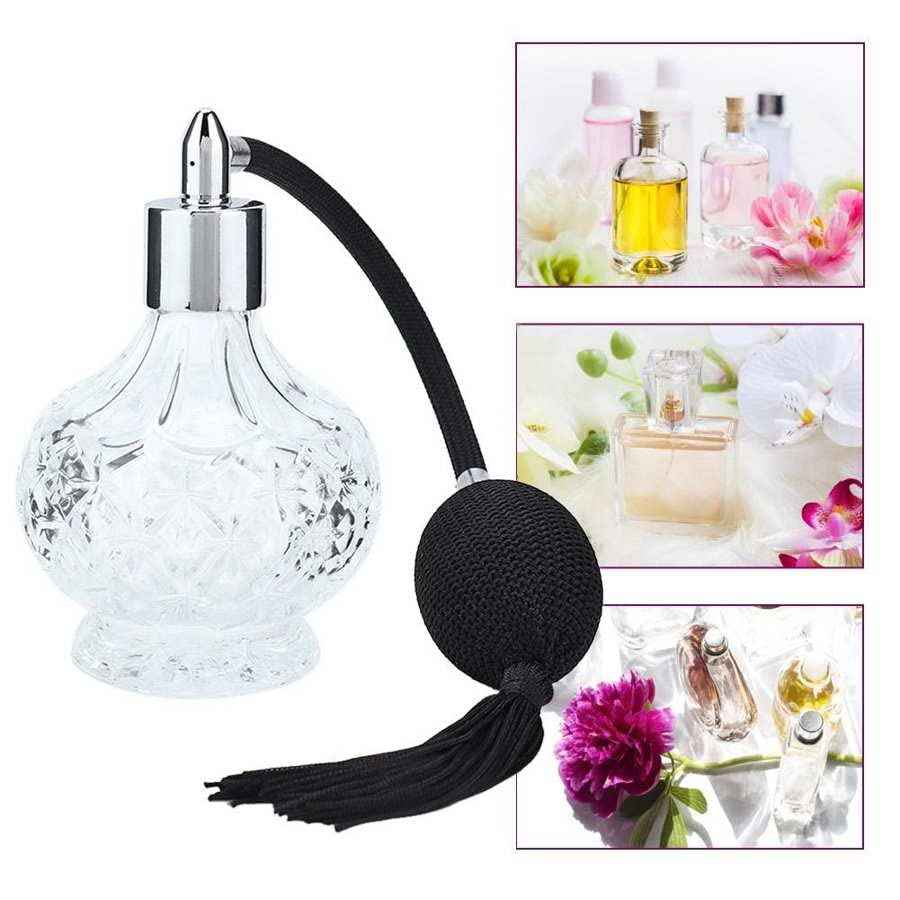 Topxome 80ml Clear Crystal Vintage Perfume Bottle Long Spray Tassels Parfume Atomizer Pump Refillable Glass Bottles
