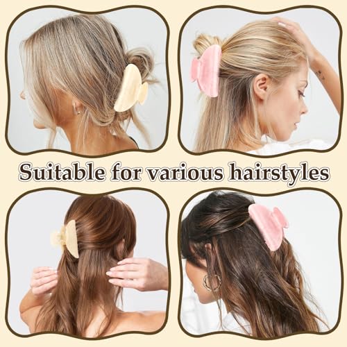 Acrylic Hair Claw Clips Set, 4-Pack Medium Size Pink & Cream