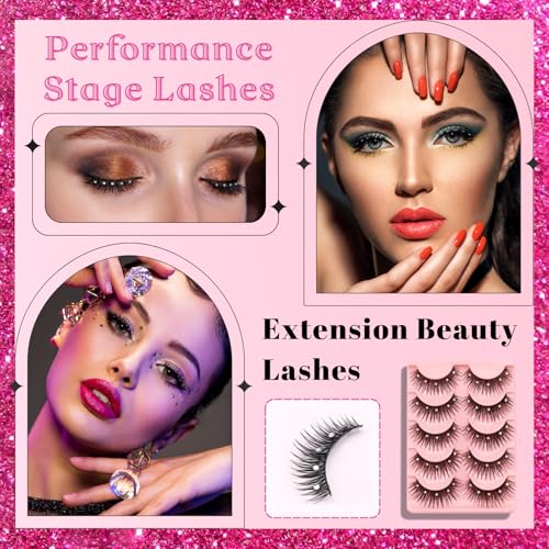 5 Pairs 13mm Dramatic 3D Cosplay Eyelashes with Rhinestones