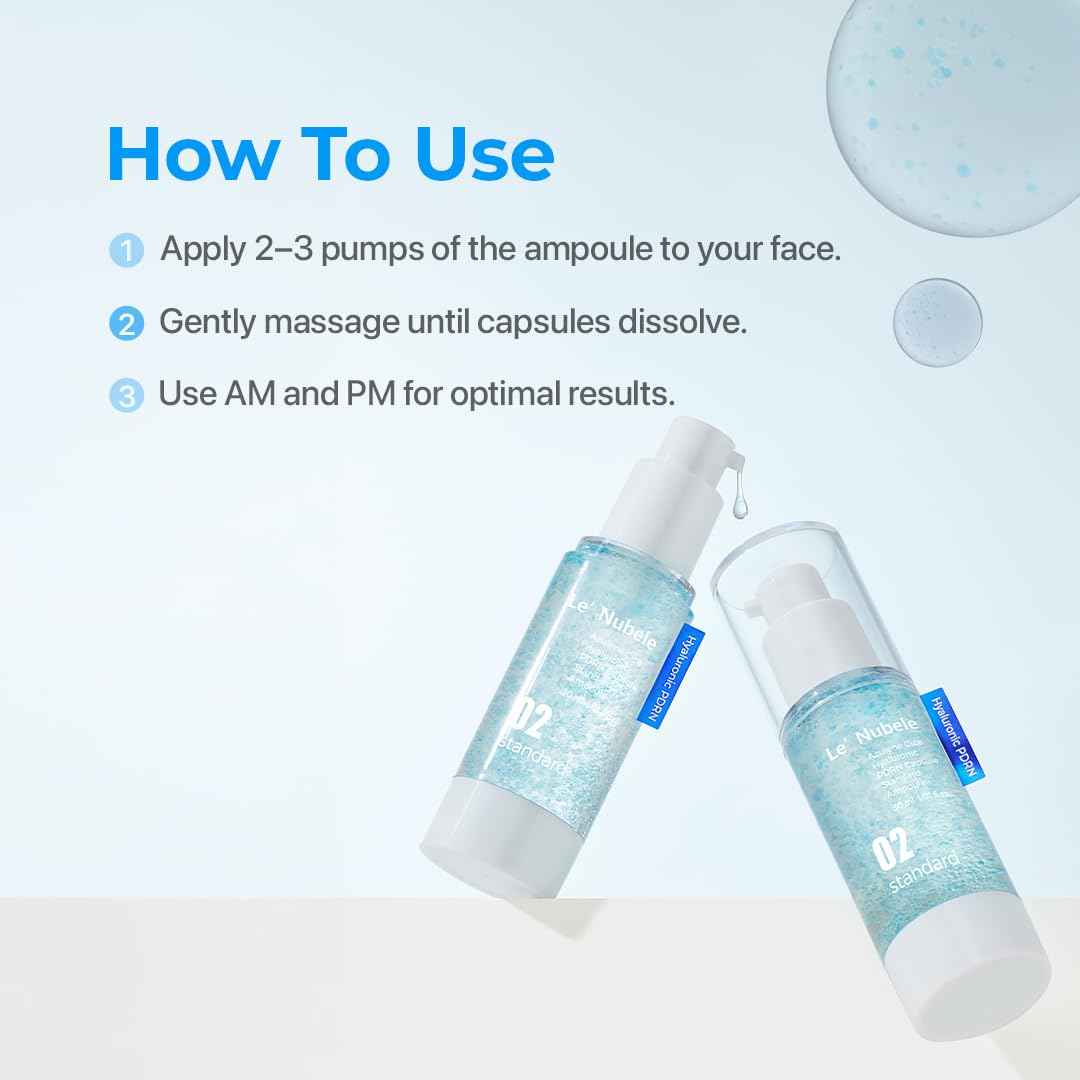 Le Nubele Azulene Cica Hyaluronic PDRN Capsule Standard Ampoule 02, Salmon DNA PDRN 3,000ppm, Peptide, Collagen Booster, Skin Rejuvenation, Hydrating, Acne Skin, Korean Skin Care 30ml/1.01 fl.oz.