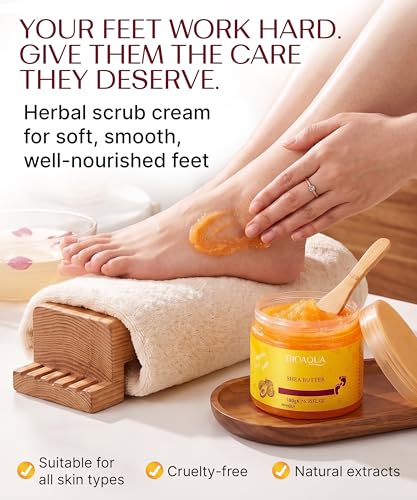 BIOAQUA Exfoliating Foot Scrub Cream with Shea Oil for Calluses, 180g