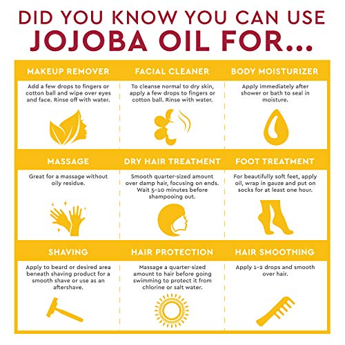 Desert Essence 100% Pure Jojoba Oil ? 8 Fl Oz Moisturizer for Hair, Skin & Scalp | Makeup Remover & Aftershave Hydrator, Non-GMO, Vegan, Cold-Pressed, Anti-Flakiness & Non-Clogging Beauty Elixir