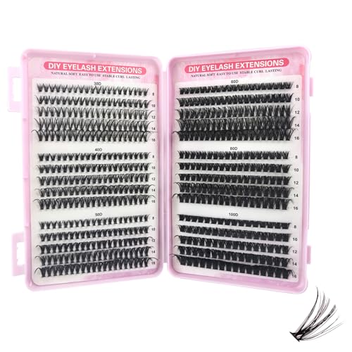 570Pcs Lash Extension Kit, 8-16mm Eyelash Clusters, DIY