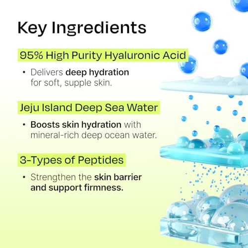 Celladix Hyaluronic Intense Serum ? 95% Pure Hyaluronic Acid with Jeju Deep Sea Water & Peptides ? 100 Hours of Hydration, Gentle Soothing Care for Radiant Skin ? Korean Skincare, 1.01 Fl Oz