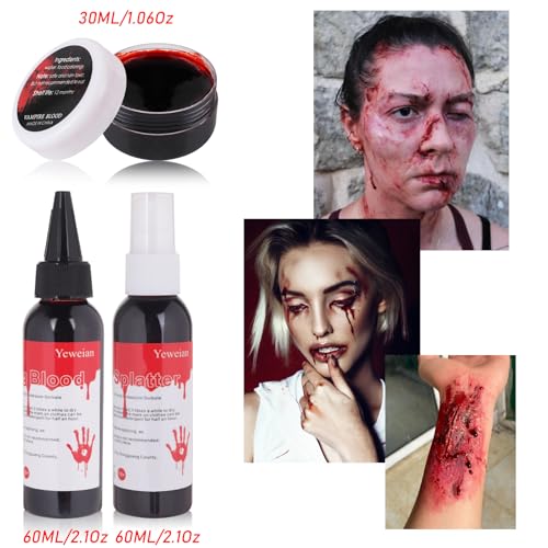 Fake Blood Makeup Kit - 4pc Halloween SFX Set
