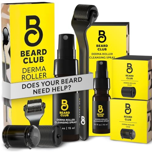 Beard Club Derma Roller 540 Titanium Needles with Spray & Case