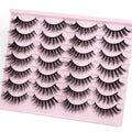 False Lashes with Glue Set Fake Eyelashes with Glue Kit Clear Band 3D Faux Mink Strips Lashes Fluffy Wispy Natural Look 14mm Cat Eye Bulk Pack by EMEDA (14 Pairs LH04)