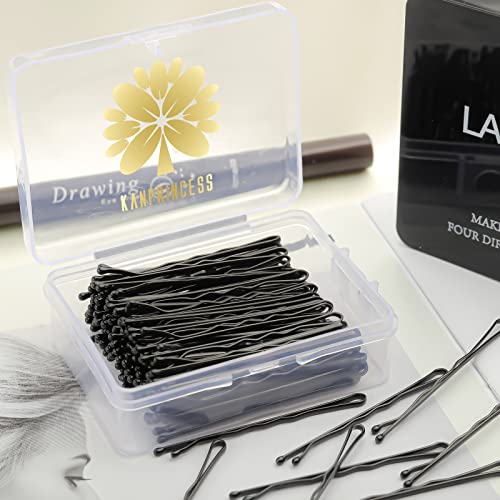 100 PCS Black Bobby Pins with Storage Box