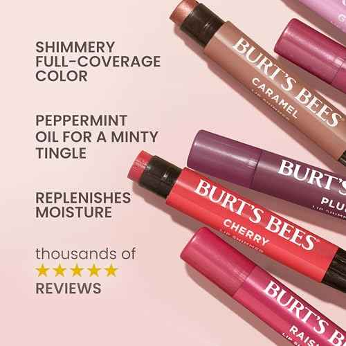 Burt's Bees Shimmer Lip Tint, Tinted Lip Balm Stick, Moisturizing for All Day Hydration with Natural Glowy Pigmented Finish & Buildable Color, Watermelon, 1 Tube, 0.09 oz.
