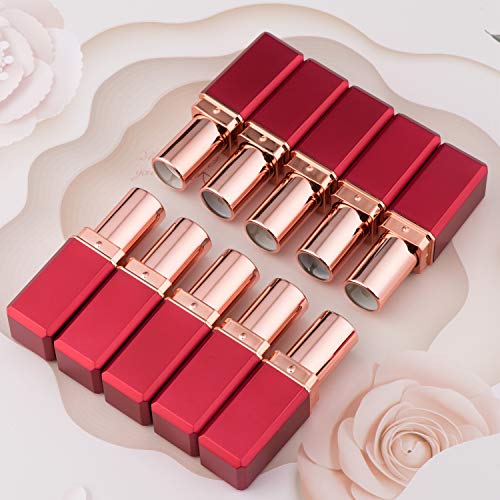 10Pcs Red Square Lipstick Tubes DIY Lip Balm Container