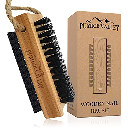 Beechwood Nail Brush with Charcoal Nylon Bristles - Double-Sided for Fingernails and Toes