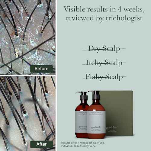 Good&All Tea Tree Shampoo and Conditioner Set for Dry Itchy Scalp with Peppermint - Sodium Lauryl Sulfate/Sulphate, Silicone, Paraben, Fragrance Free - 13.5 fl oz