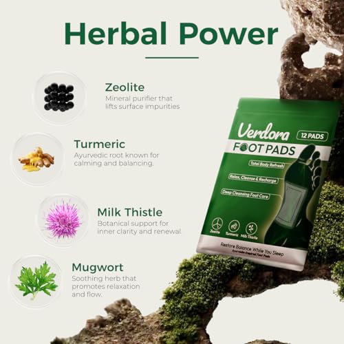 VERDORA Deep Cleansing Foot Pads - Bamboo Vinegar & Ginger Patches (24 Pack)