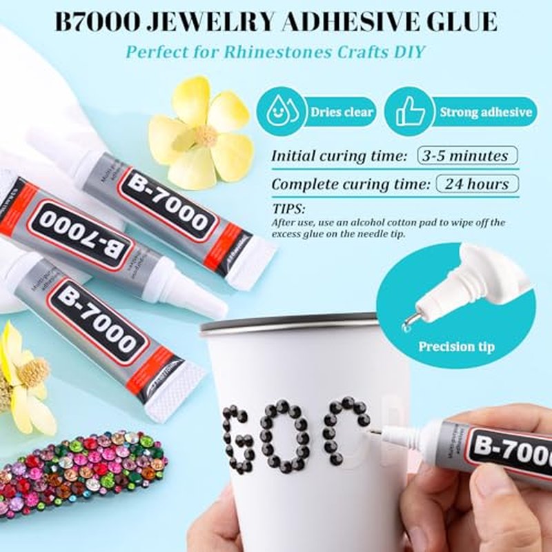 6100 Pcs Flatback Rhinestones with B7000 Glue for DIY Crafts