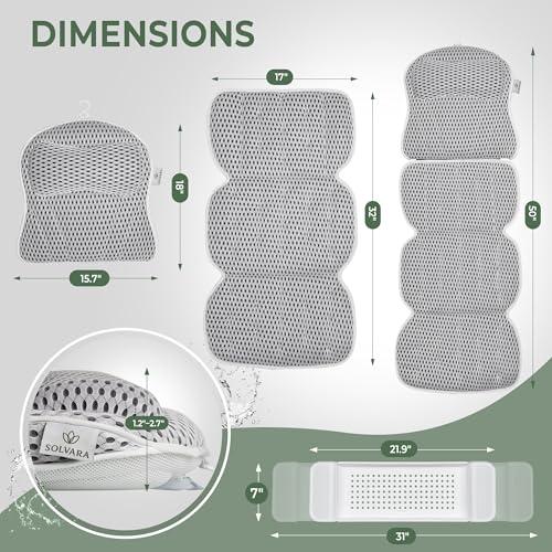 2-in-1 Full-Body Bath Pillow & Free Bath Tray ? Soft 5D Air Mesh Bath Pillows for Tub | Detachable Headrest, Machine Washable, Non-Slip Support