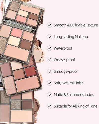 7 Color Eyeshadow Palette - Nude Pink Brown Matte Shimmer