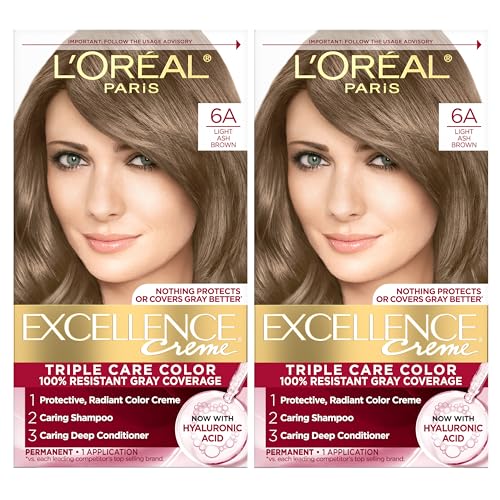 L’Oréal Paris Excellence Crème Hair Color 6A Light Ash Brown | Pack of 2