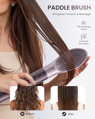 MESCOMB 5-in-1 Dual Voltage Hair Dryer Brush with Auto-Wrap Curlers