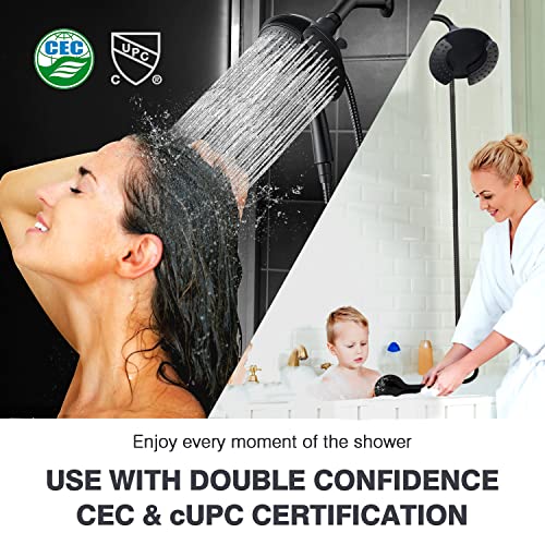 Shower Head with Handheld High Pressure: 2-IN-1 Shower Head with 7.2" Rainfall Shower Head & Handheld Shower Head with Hose Black