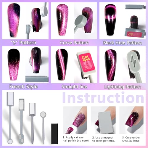 Laza 12 Pcs Nail Magnet Set for Stunning Cat Eye Effects