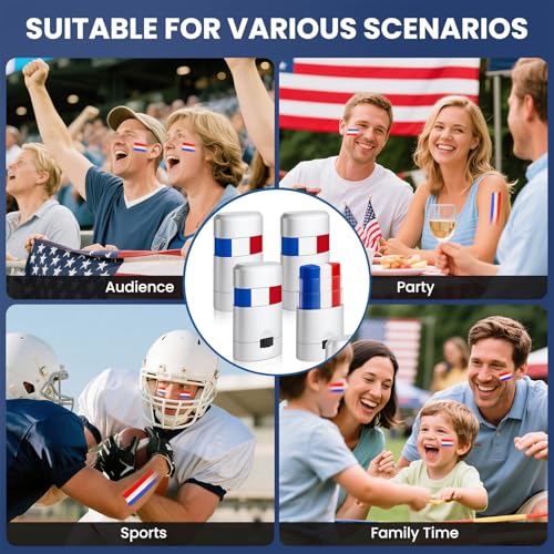 4Pcs Patriotic Face Paint Sticks - Red White Blue 4th of July