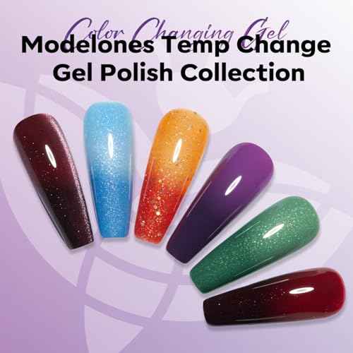 modelones Black Purple Gel Nail Polish Color Dark Purple Changing Black Mood Temperature Change Nail Polish Gel Soak Off Nail Art DIY Salon Manicure Holiday Gift for Girls Women 15 ML