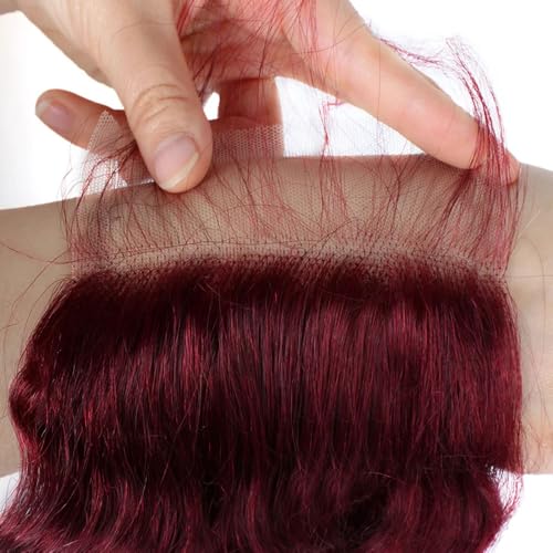 Burgundy Lace Closure 4x4 HD Transparent Swiss Lace Human Hair
