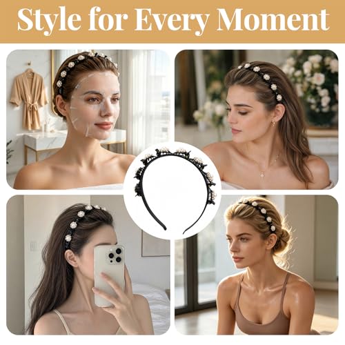 Pearl Headband with Clips - Double Layer Hair Styling Tool