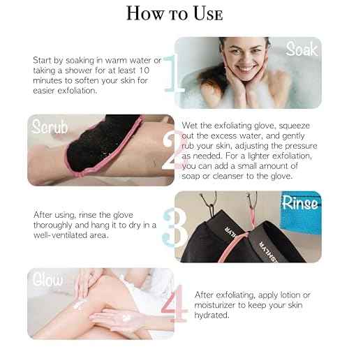 Exfoliating Gloves (3 Pcs) ? Korean Body Scrubber Mitt for Shower & Bath, Deep Cleansing & Dead Skin Remover, Multi-Texture Exfoliator for Smooth & Glowing Skin