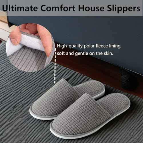 DECOUE 6 Pairs Disposable Slippers for Guest, Non Slip Spa Slides Washable Reusable House Shoes Hotel Indoor Slippers for Women Men, Home,Travel