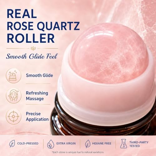 Organic Castor Oil Roll-On with Rose Quartz Roller, 50ml