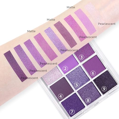 Deep Light Purple Matte Shimmer Eyeshadow Palette - 9 Blendable Shades