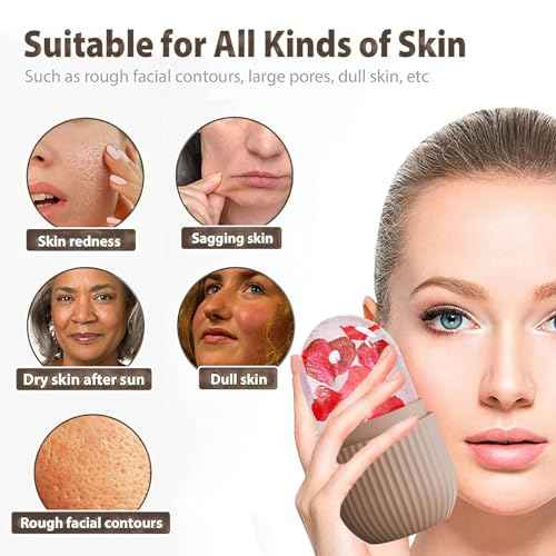 XHJRI Ice Face Roller Massager,Ice Cube Roller for Face, Eyes and Neck Naturally Conditioning and Skin Care,De-Puff Eye Bags,Reduce Migraine Pain,Reusable Massage Silicone Ice Mold (Coffee)