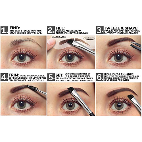 Aesthetica Brow Contour Kit 16-Piece Eyebrow Makeup Set