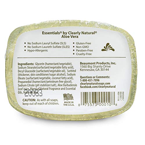 Essentials Glycerin Bar Soap, Aloe Vera, 4 Ounce, Pack of 12