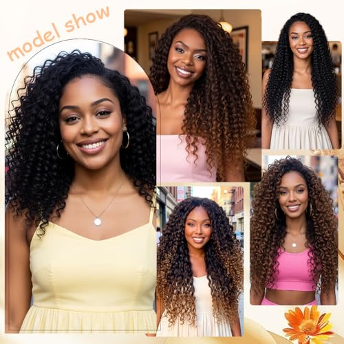 Ajsowju Feather Crochet Hair Extensions 18 Inch 50 Strands 1B Natural Black