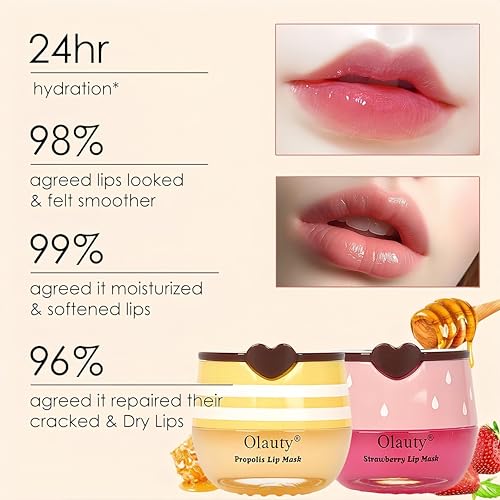 Vienflona 10 Pcs Bee Lip Balm Honey Pot Set – Moisturising Sleep Lip Mask with Sticks