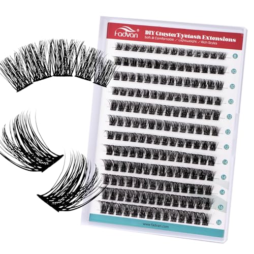 FADVAN Cluster Lashes 168PCS Wispy D-Curly 8-16MM DIY Extensions