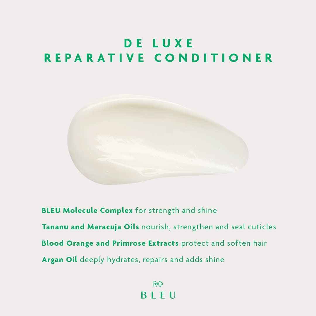 R+Co BLEU De Luxe Reparative Conditioner – Luxury Hydrating and Nourishing Hair Treatment for Repair and Restoration – Sulfate-Free, Paraben-Free, Vegan-Friendly Formula, 6.8 oz