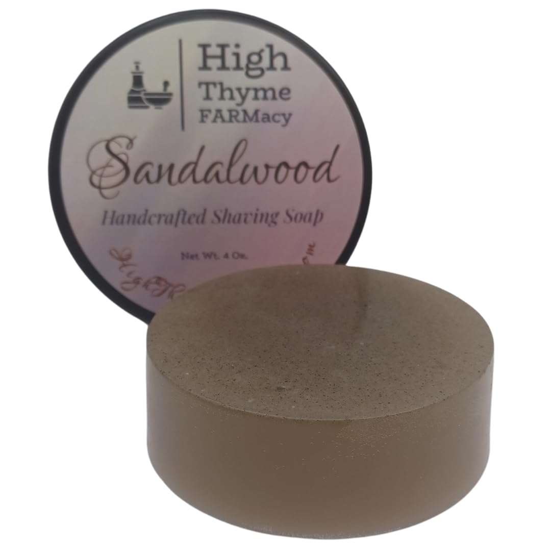 Sandalwood Shaving Soap Puck - Large 4 Ounce Bar of Sandalwood Soap for Shaving - 3 Inch Shave Puck - Sandalwood Shave Soap Puck in Travel Tin - Shave Soap for Men - Made in the USA (Sandalwood)